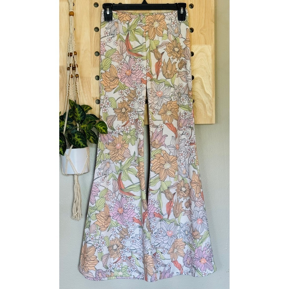 Audrey 3+1 Floral Wide‎ Leg Pants Women's Colorful Boho Retro Lounge
